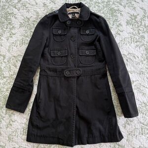 Marc Jacobs Vintage Military Utility Trench Coat Black Size Extra Small XS